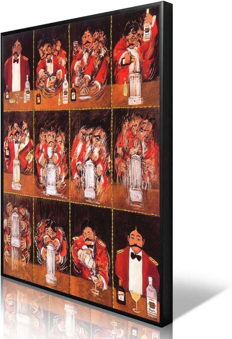 Gooptyinh Guy Buffet The Making of Perfect Martini Poster, Classic Movie Canvas Wall Art, Bartender Martini Alcohol Picture, Funky Cocktail Bar Cart Wall Decor, Film Fans Gift Print 8x12in Unframed