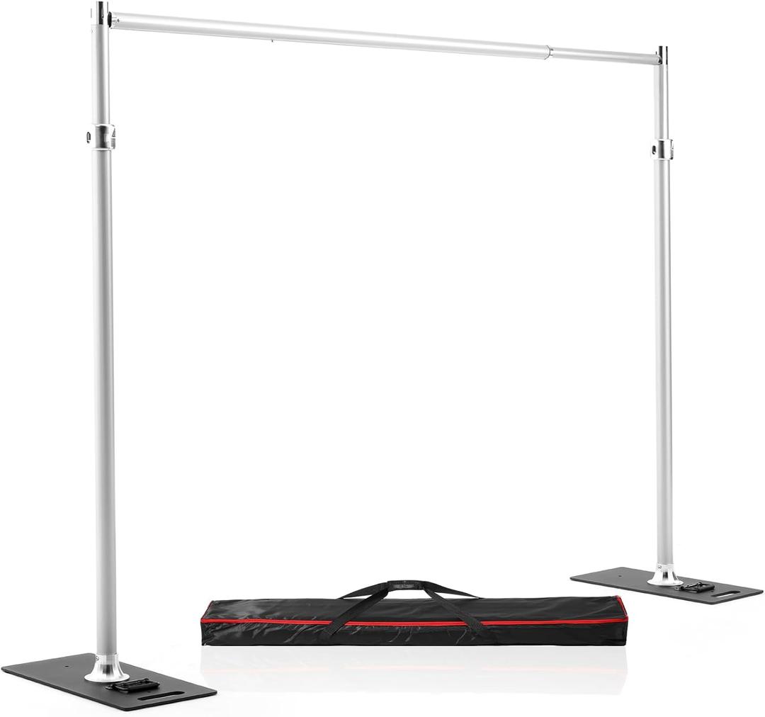 Pipe and Drape Backdrop Stand 9.2x9.2ft, Adjustable Heavy Duty Photo Background Frame with Metal Base & Carry Bag, Professional Event Backdrop System for Wedding, Trade Show, Parties, Photography