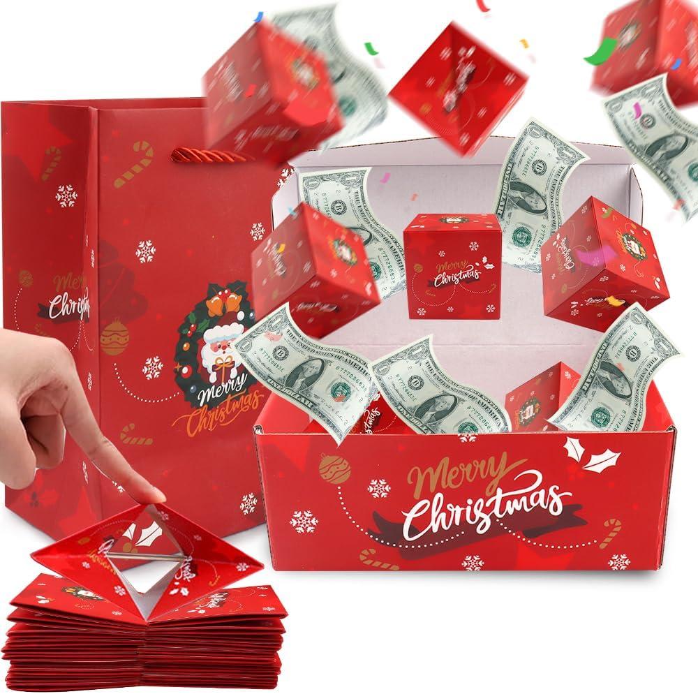 ABTOLS Christmas Surprise Box - Exploding Gift Money Box, Red Bouncing Envelope for Xmas, New Year, Birthday Party (Wreath)