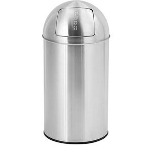 GarveeHome 13 gal/50 L Trash Can, Garbage Can with Push Lid, Heavy Duty Stainless Steel Waste Bin with Removable Inner Bucket, Outdoor Trash Bin for Commercial Use