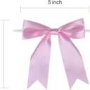 50 Pcs 5 Inches Twist Tie Satin Ribbon Bows Pretied Premade Craft Bows for Treat Bags Gift Wrapping Basket Wedding Baby Shower Brithday Christmas Party (Pink)