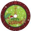 JOOCAR Christmas Tree Skirt,30 inch Red Black Buffalo Plaid Grinch Puppy Christmas Tree Snow Snowflake Christmas Tree Skirt for Christmas Tree Decoration Home Christmas Party Decoration