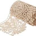 MECCANIXITY 4 Inch Wide 3 Yard Lace Ribbon Floral Pattern Khaki Lace Trim Ribbon for Sewing Making DIY Crafts Gift Wrapping Wedding Decor