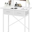 Jakyitvi Small Vanity Desk with Mirror and Drawers, White Makeup Vanity Table with Storage, Compact Vanity for Bedroom, Modern Makeup Desk for Girls, Space-Saving Vanity Table
