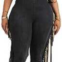 YOOTIKO Women's Sexy V Neck Bodycon Jumpsuit Tassels Fringe Pants Clubwear Casual Outfits Cute Romper XXL