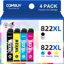 822XL Ink Cartridges Combo Pack Remanufactured Replacement for Epson 822XL Ink Cartridges 822XL Work for Epson WF-3820 WF-4820 WF-4830 WF-4833 WF-3823 WF-4834 Printer (1BK, 1C, 1M, 1Y)