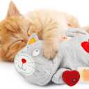 ALL FOR PAWS Heartbeat Cat Plush Toy  Calming Kitten Companion with Realistic Heartbeat, Anxiety Relief for Indoor Cats Dogs Pets