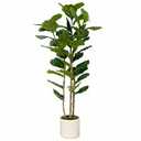 Artificial Fiddle Leaf Fig Tree 6FT with White Tall Planter-Large Faux Tree Tall Fake Floor Plant in Pot,Artificial Plants Indoor for Home Office Living Room Décor(Lyrata 6FT)