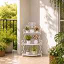 Gisafai 3 Tier White Outdoor Corner Plant Stand, 
32.68"D x 16.93"W x 2.36"H