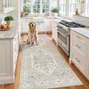 Madane Hallway Runner 3x8, Kitchen Rugs Washable Entryway Rug 8ft Vintage Kitchen Runners Non Slip Indoor Area Rug Farmhouse Carpet Runner for Bathroom Living Room Bedroom (3 X 8, Beige/Brown)