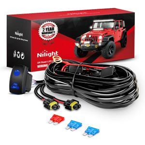 Nilight 16AWG Heavy Duty Wiring Harness Kit - 12V 5PIN Rocker Switch Relay Blade Fuse Socket Connector - Compatible with 9005 9006 9140 9145 HB3 H10 Fog Light Bulbs