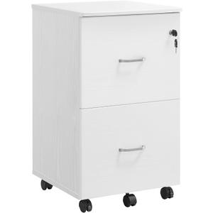 VASAGLE 2-Drawer File Cabinet, Locking Filing Cabinet for Home Office, Small Rolling File Cabinet, Printer Stand, for A4, Letter-Size, Assembly Required, Honey Brown and Ink Black ULCD027T46V2 (White)