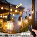 100FT S14 Outdoor String Lights, 64+4 Shatterproof Bulbs 2W, 1.5FT Spacing IP65 Waterproof| Dimmable with Remote, Heavy-Duty, Include Screw & Zip Ties for Patio Backyard Holiday Outside