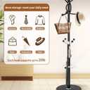 Metal Coat Rack with Natural Marble Base, Coat Rack Stand with 12 Hooks & Umbrella Holder, Black Modern Freestanging Coat Racks, Coat Jacket Hanger Tree Stand for Corner Entryway Office
