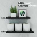 Black Floating Shelves for Wall Decor, Wall Mounted Wood Storage Shelf for Bedroom, Living Room, Bathroom, Kitchen, Nursery, Display Picture Ledge Shelf with Lip Set of 2-14 Inches, Black