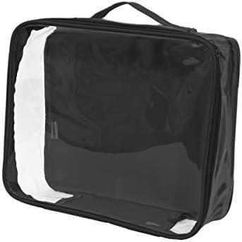 Medium Clear Travel Packing Cube/See-Through Clothes Organizer for Carry on & Checked Suitcase, RV or Camping/Transparent Storage Cell/Doll Storage/Game Day Stadium Approved (Black)