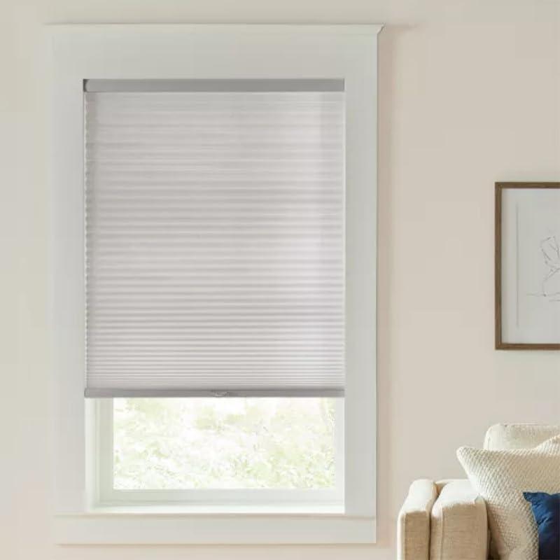 Elements Express Custom Cellular Shades  Cordless, Bottom Up Light Filtering Blinds  Interior Window Coverings Cut-to-Size (Grey Mist)