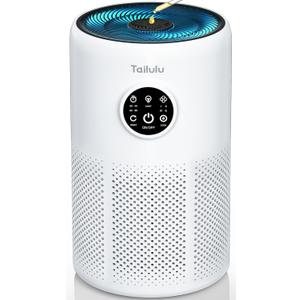 Air Purifiers for Home Pets Large Room Up to 1360 Ft, Tailulu D10 HEPA Air Purifiers for Bedroom with 15dB Sleep Mode, Air Filter for Pet Dander Smoke Odor Dust Pollen with Timer Fragrance Sponge (White)