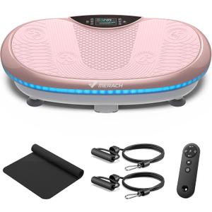 MERACH Vibration Plate Exercise Machine, 4D Whole Body Workout Vibrating Platform for Lymphatic Drainage Weight Loss Muscle Activation, Home Fitness Equipment with Bluetooth Light Pull Cord