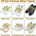 2 x 4 Pairs Glitter Gold Shoe Laces, Bling Sequin Shoelaces 8mm Wide 47 Inch Metallic Gold Shoelace Flat Shoe Strings for Sneakers Boots Sports