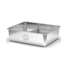 Ptlom Cat Litter Box with High Sides Large Stainless Steel Cat Litter Pan