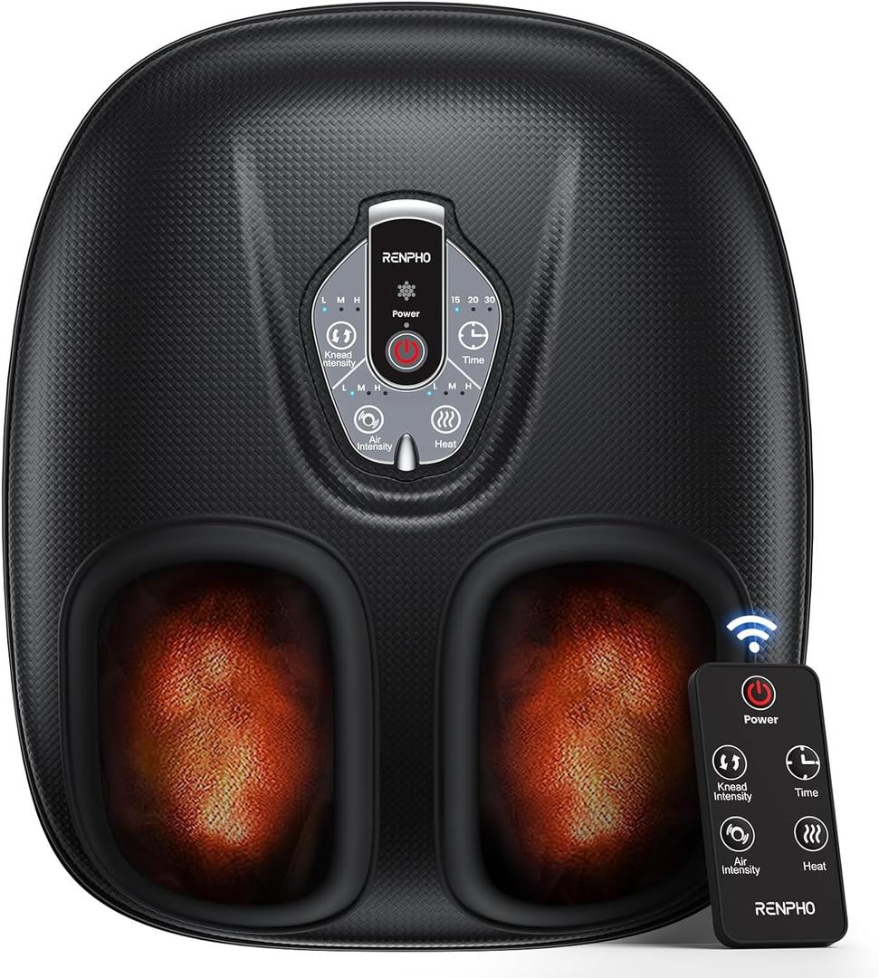 RENPHO Foot Massager Machine with Heat [2025 Upgraded], FSA HSA Eligible, Foot Massager for Plantar Fasciitis, 3 Heat Levels, Fathers Day Dad Gifts for Women Mom, Wireless Control, True Feet Massage