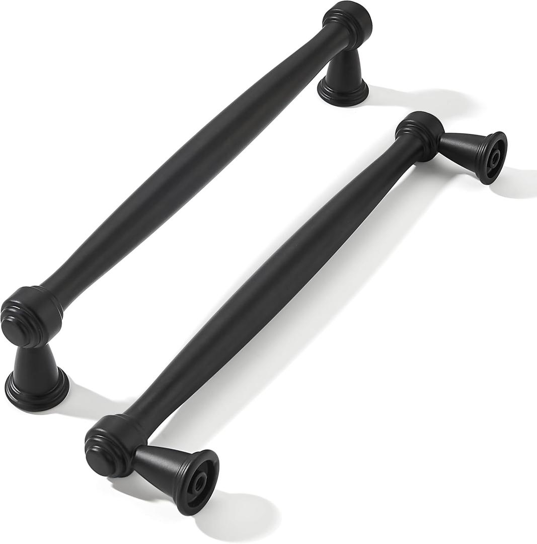 khtumeware 10 Pack 6-1/4 Inch(160mm) Matte Black Cabinet Pulls, Black Kitchen Cabinet Handles Kitchen Cabinet Hardware for Cupboard Drawer Handles Dresser Pulls(missing 2 pc)