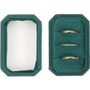 PATIKIL Velvet Ring Box 3 Slots, Octagonal 3 Rings Bearer Holder Handmade Vintage Rings Display Organizer for Jewelry Storage, Proposal, Engagement, Wedding Ceremony, Dark Green
