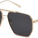 SOJOS Retro Oversized Square Polarized Sunglasses for Women Men Vintage Shades Classic Large Metal Sun Glasses (Gold)