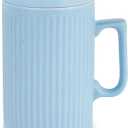 Coffee Mug with Lid, 16oz Coffee mug and Tea cup with Coaster - Suitable for Dishwasher and Microwave (Blue)
