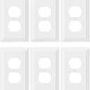 6-Pack Duplex Outlet Cover, Natural Bamboo Fiber Switch Plates and Outlet Covers, White Decorative Wall Plates for Electrical Outlets, 1 Gang Receptacle Cover, Corrosion Resistant