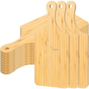 Zubebe 12 Pcs Bulk Wood Cutting Board with Handle Cutting Board for Laser Engraving, 11" x 5" Bamboo Serving Trays Charcuterie Trays for Customized Wedding Housewarming Mom Christmas Gift Party Favor