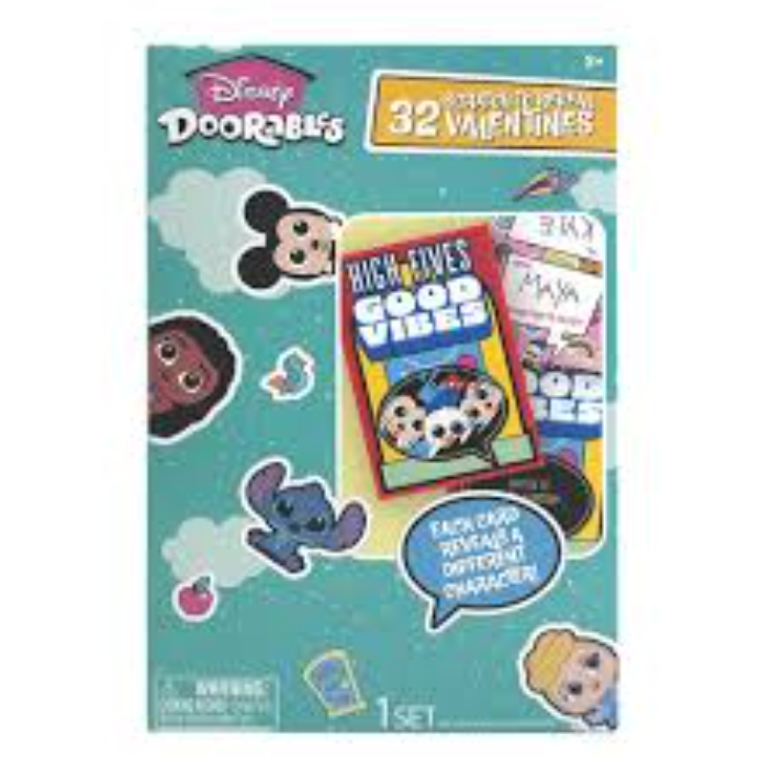 Disney Doorables Scratch to Reveal Valentine Cards, 32ct, 2 Pack