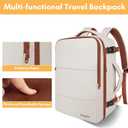 Taygeer Backpack for Women, College Backpack with Laptop Compartment & Shoe Pouch, 40l Travel Laptop Mochila Carry On Luggage, Airline Approved Personal Item Bag for Weekender Gym Hiking, Khaki White