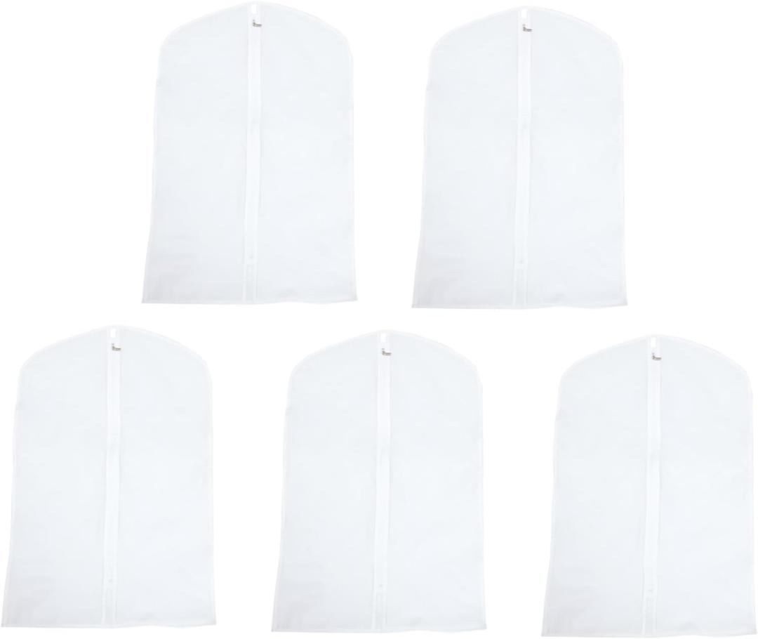 Happyyami 5Pcs PEVA Translucent Suit Protective Cover Bags Heavy Duty Coat Storage Bags for Home and Travel Waterproof and Dustproof for Garment Protection