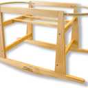 Milo & Nook Baby Moses Basket Stand Solid Pine Wood Structure, Sturdy, Safe & Light Weight, Portable Rocking Bassinet for Baby, Newborn Sleeper, Baby Bassinet Bedside Sleeper. Basket Not Included.