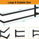 Double Towel Bar, 24Inch Towel Rack for Bathroom, Stainless Steel Double Bath Towel Bar, Wall Mounted Towel Holder, Double Towel Rod Towel Rail Hanger for Wall, Kitchen (Matte Black)