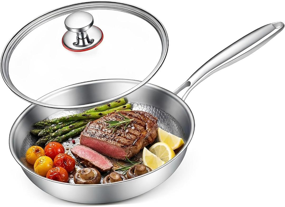 Titanium Pans for Cooking, 10/12Inch No Coating Non-stick Titanium Cookware, Best Pans for Cooking - Free of PFAS/PFOA/PTFE, Induction & Oven-Safe, Dishwasher Safe (10in)