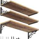 L Shelf Brackets for 8" - 10" Board, Floating Shelf Bracket Heavy Duty Metal Shelving Brackets for Shelves, Decorative Iron Rustic Wall Brackets for DIY Floating Shelf, 6 Pack Black