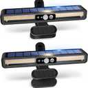 Clip On Solar Motion Lights Outdoor Waterproof, 2 Pack Motion Sensor Outdoor Lights with 36 LEDs, 3000K, Portable Solar Powered Security Light for Fence Garage Camping(Black)