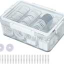 Yesesion Large Cord Organizer Box with Lid and Handle, Plastic Phone Charger Cable Holder with 12 Compartments for Desk Drawer, Clear Art Crafts Container with Removable Inner Cups