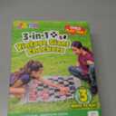 3-in-1 Vintage Giant Checkers, Tic, Tac, Toe, with Reversible Mat, 24 Chips, Family Board Game, Lawn Game, BBQ Party Favor, Indoor and Outdoor Activity for Kids and Adults, 25.5 Inches X 25.5 Inches X 0.1 Cm