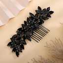 Black Rhinestones Hair Comb for Women Girls Wedding Bridal Hair Piece Handmade Jewelry Banquet Prom (Black)