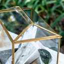NCYP Small 10.2" x 5.9" x 7.9" Glass Cards Box with Slot and Lock for Wedding Reception - Home Birthdays Party Geometric Decorative, Gold - Slot Length 6.3 Inches (Glass Box Only)