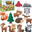 Kids Woodland Animal Felt Sewing Kit, Educational Kids/Girls Crafts, Stuffed Animal Craft Set with 12 Characters, Child-Friendly Needles, Threads, Stuffing & Scissors, Beginner Sewing Kit Ages 4-12