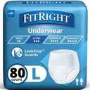 FitRight Ultra Adult Incontinence Underwear, Heavy Absorbency, Large, 40 - 56, 4 Packs of 20 (80 Total)