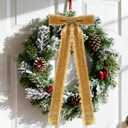 20 Pcs Bronze Large Velvet Christmas Bows 4.7" x 11" Big Pre Tied Handmade Fringe Velvet Ribbon Bows 1" Wide Rustic Crafts Gift-Bows with Twist Tie for Gift Wrapping Christmas Decor