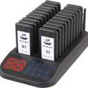 Restaurant Pager System, 20 Beepers, Wireless Calling System Customers Waiting Beepers for Queue in Restaurants Food Truck Churches Hospital Hotel Bar Eatery with Vibration Flash and Buzzer