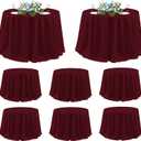 sancua 120 Inch Round Tablecloth, 8 Pack Burgundy - Circle Polyester Fabric Table Cloth for Chiristmas Party Reception Banquet Birthday, Washable Formal Table Cover (Fit 48-96 Inch Tables)