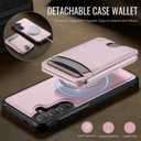 for Samsung Galaxy S24 FE MagSafe Wallet Case, 2-in-1 Detachable Luxury Card Holder, Universal MagSafe Compatible, RFID Blocking, Shockproof Kickstand Slim Cover，Strawberry Pink